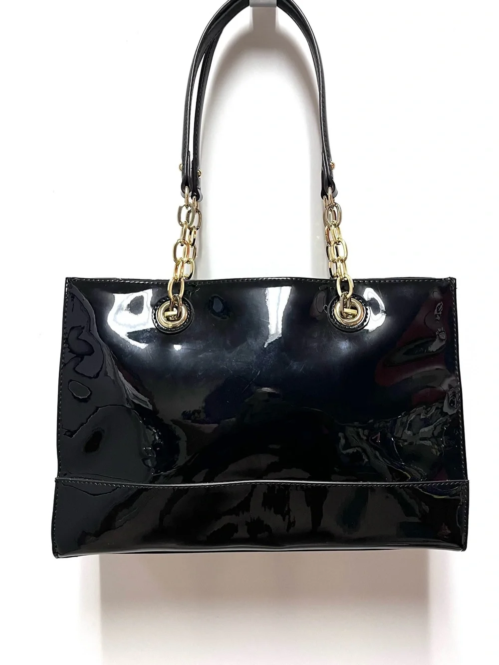 Anne Klein Studded Tote Back Double Chain Strap Handle Office Chic Classic